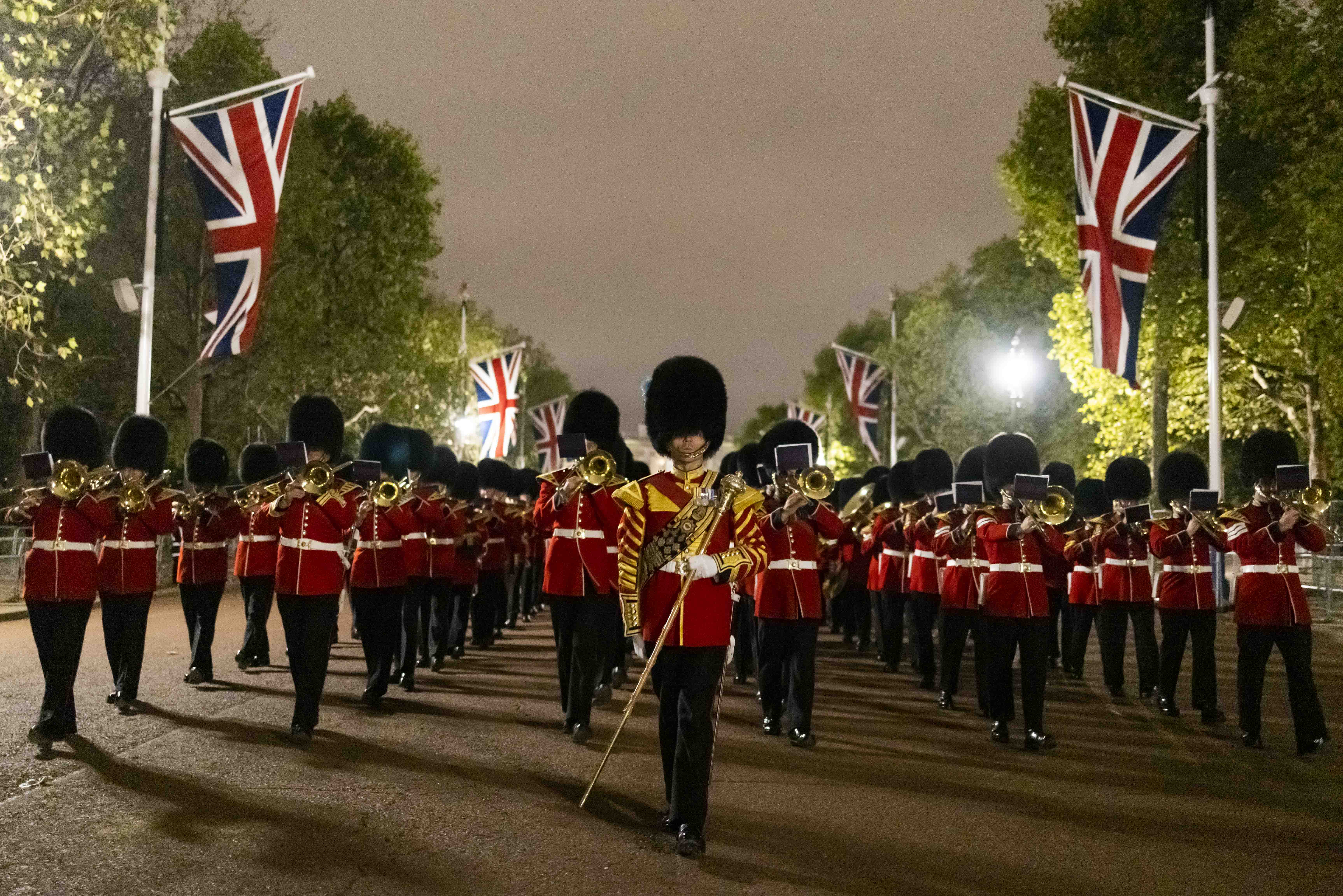 Armed forces take part in early morning dress rehearsal of Her Majesty The Queen’s funeral The