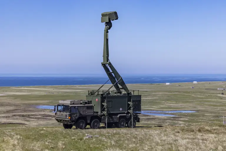 Pictured here in the isolate in a field in the Outer Hebride is the Land Ceptor missile delivery vehicle during the first Live Fire testing in the UK of the Sky Sabre Defence System.