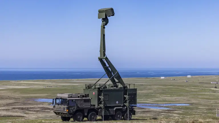Pictured here in the isolate in a field in the Outer Hebride is the Land Ceptor missile delivery vehicle during the first Live Fire testing in the UK of the Sky Sabre Defence System.