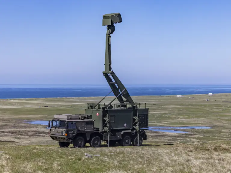 Pictured here in the isolate in a field in the Outer Hebride is the Land Ceptor missile delivery vehicle during the first Live Fire testing in the UK of the Sky Sabre Defence System.