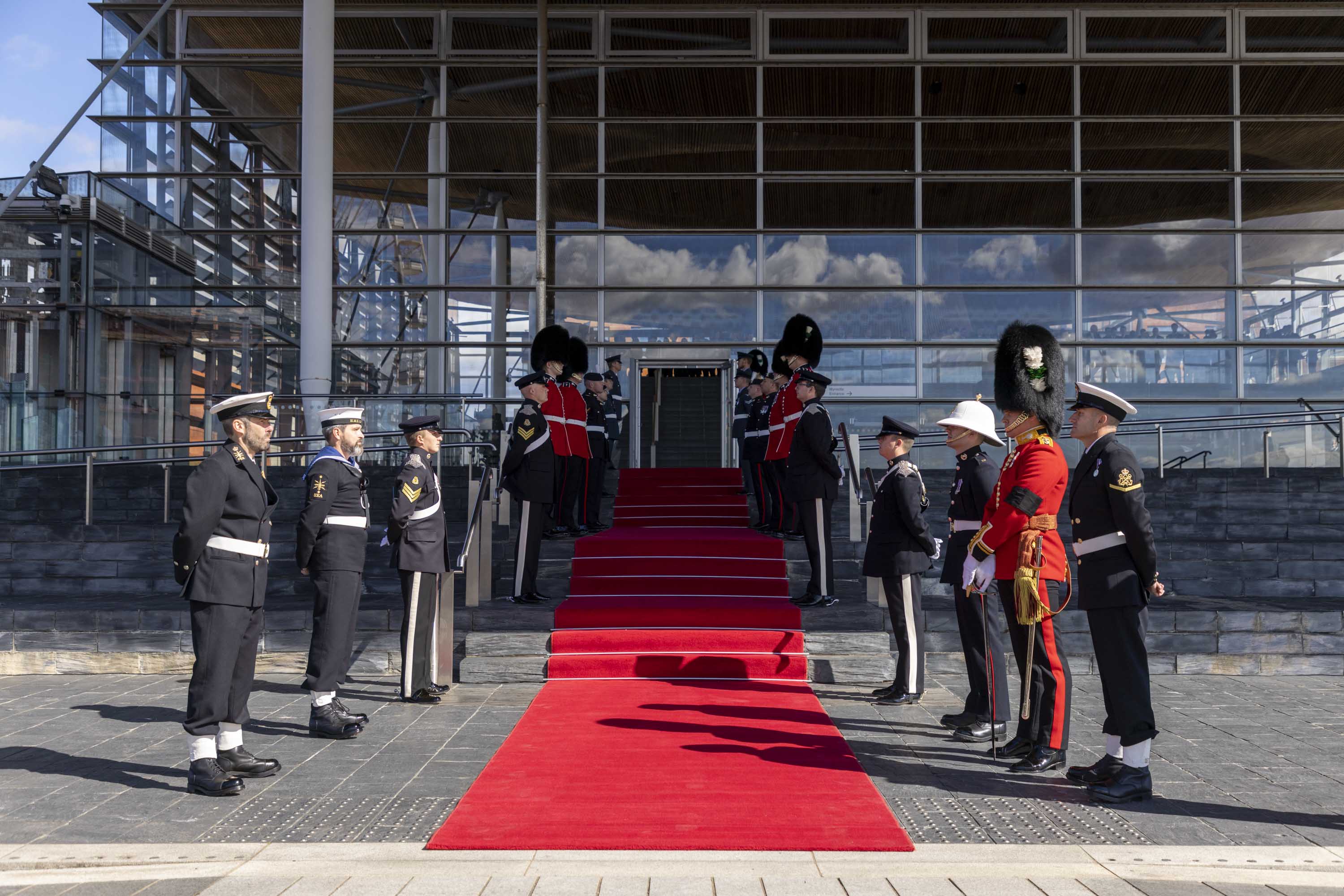 Regiments King Charles III to Wales with trumpet fanfare The