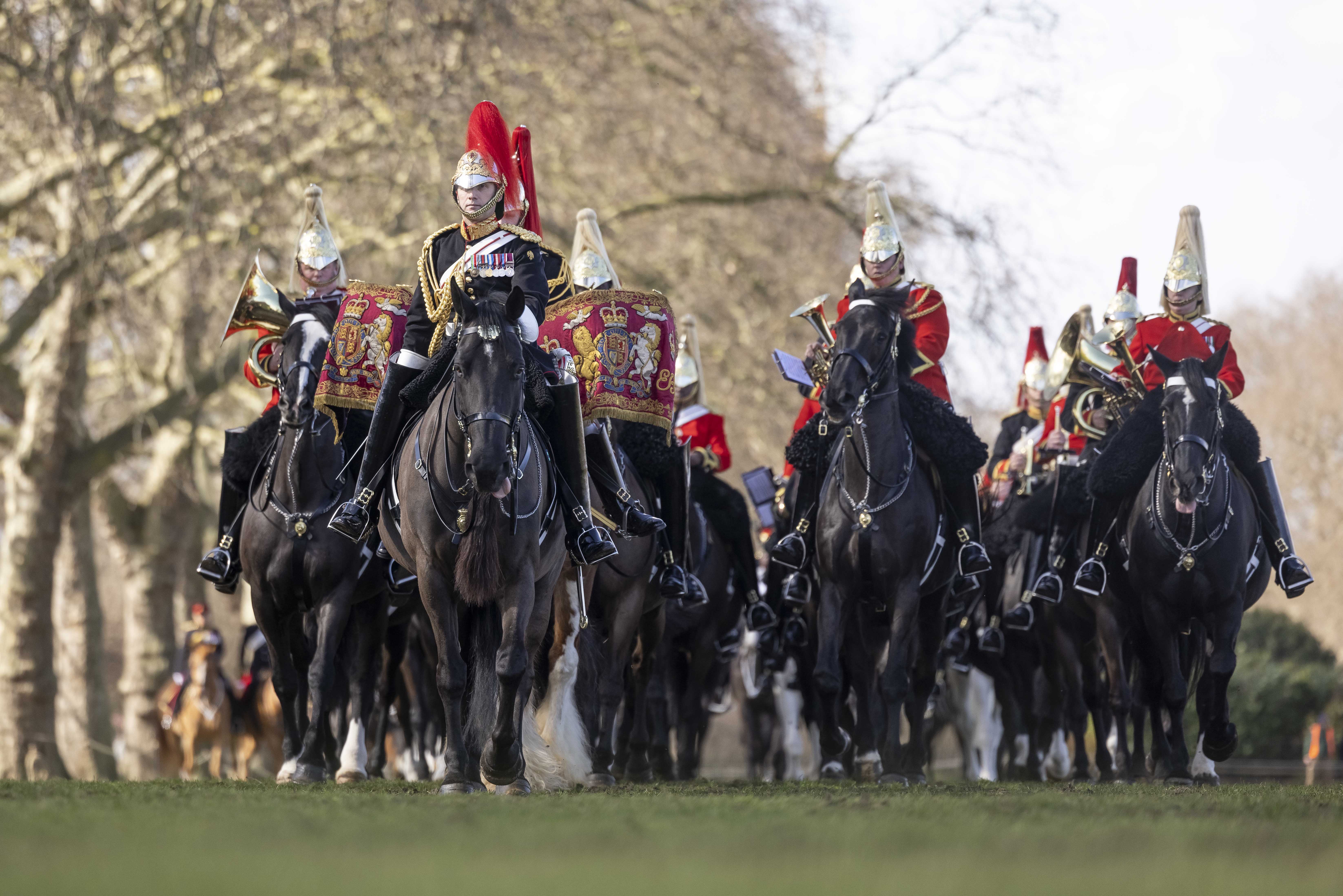 The Household Cavalry Mounted Regiment pass their Major General’s