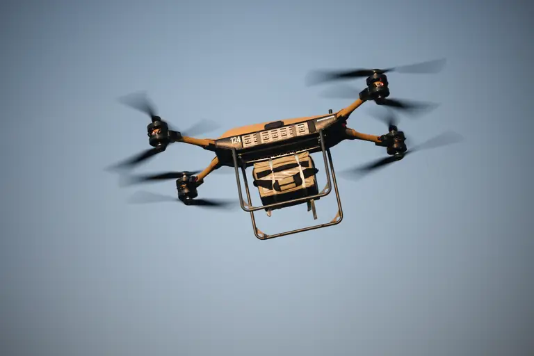 A drone is pictured flying.