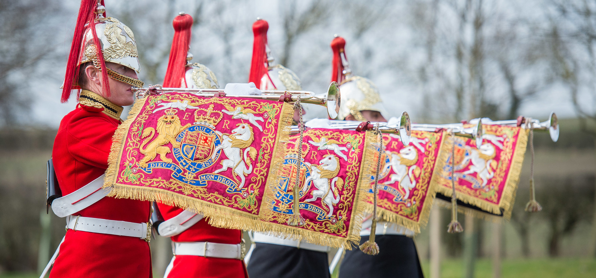 The Band of the Household Cavalry playing Smith-Watkins fanfare trumpets