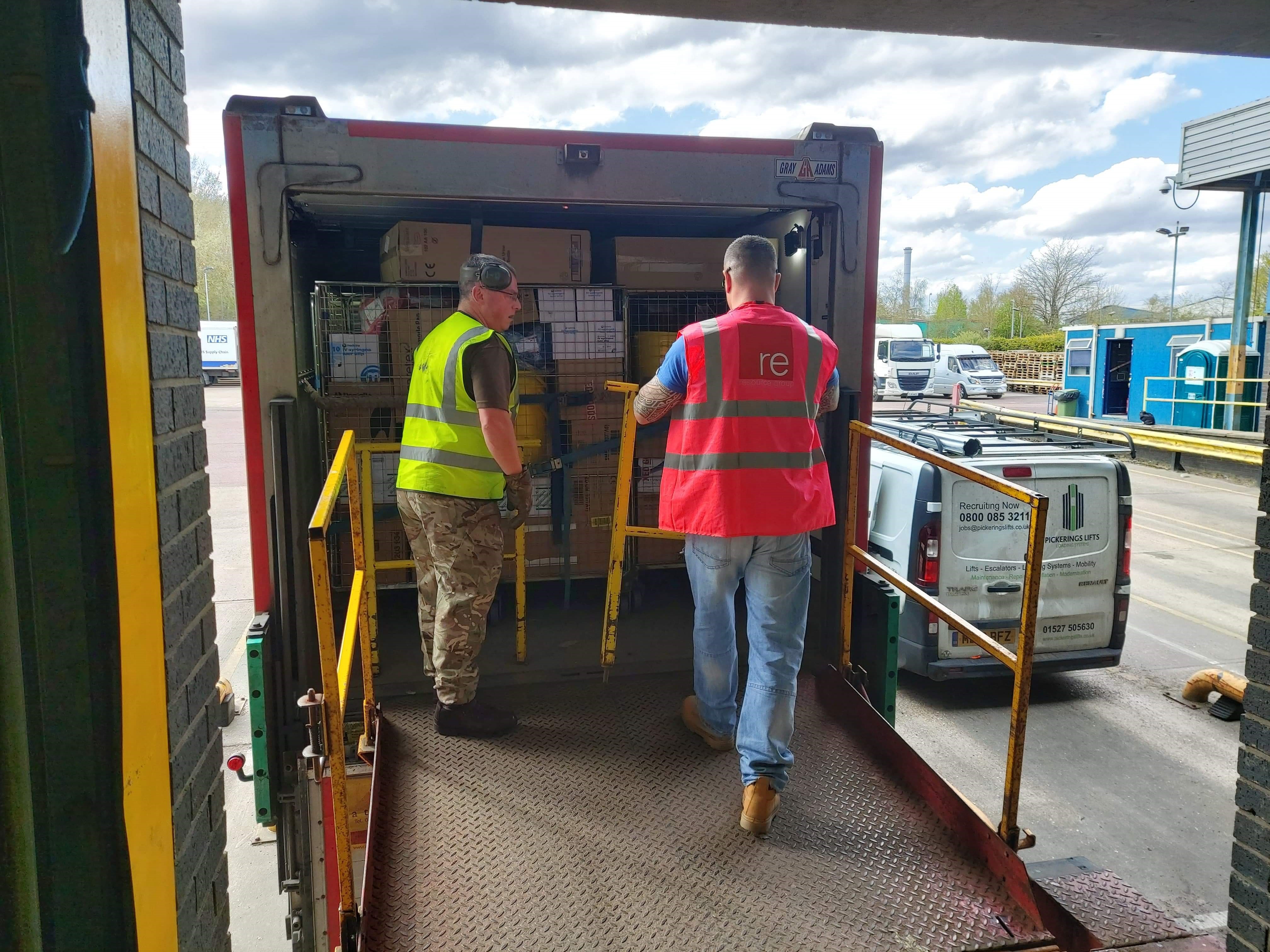 Army Reservists help the NHS with their distribution efforts The