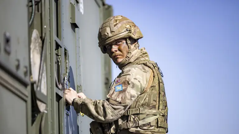 Pictured here is a soldier working on the Land Ceptor missile delivery vehicle during the first Live Fire testing in the UK of the Sky Sabre Defence System.