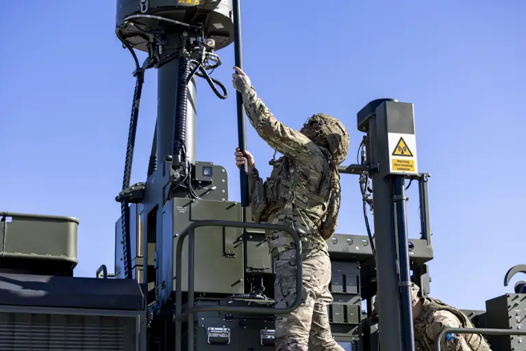 Pictured here is a soldier working on the Land Ceptor missile delivery vehicle during the first Live Fire testing in the UK of the Sky Sabre Defence System.